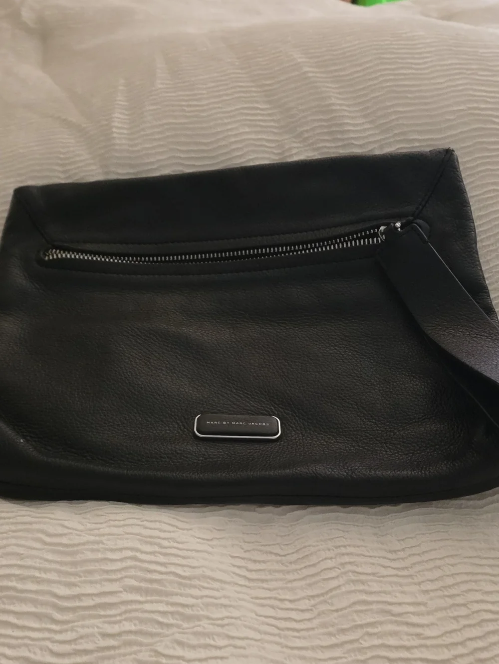 Marc by Marc Jacobs Black Leather Messenger Clutch with Front Zip
